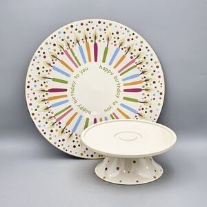 Lenox Candles And Confetti Musical Spinning Cake Stand & Plate 11"